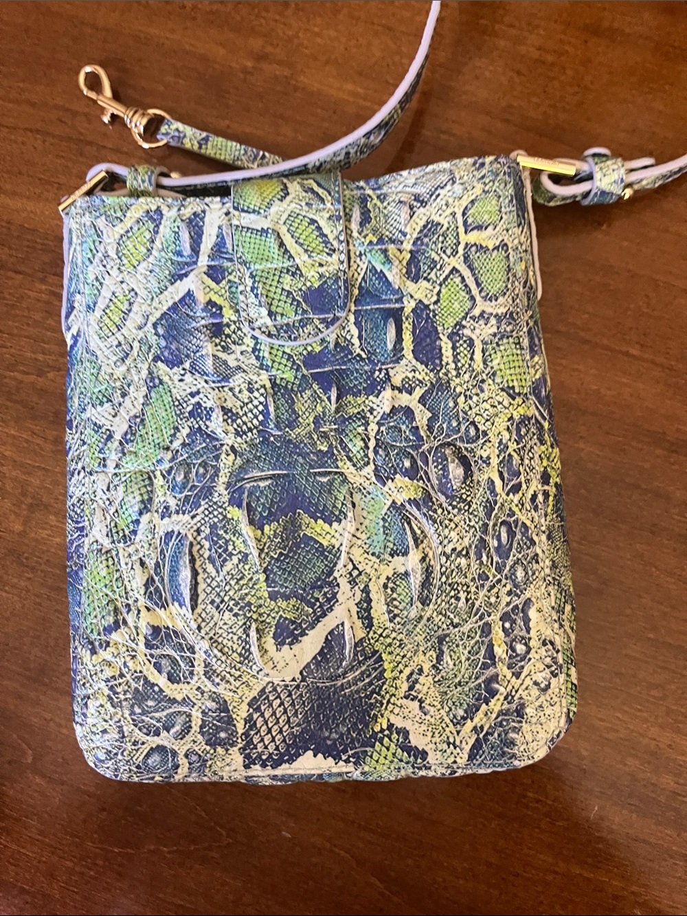 Brahmin Crossbody Bag with Blue-Green Snakeskin Print - Picture 3 of 4